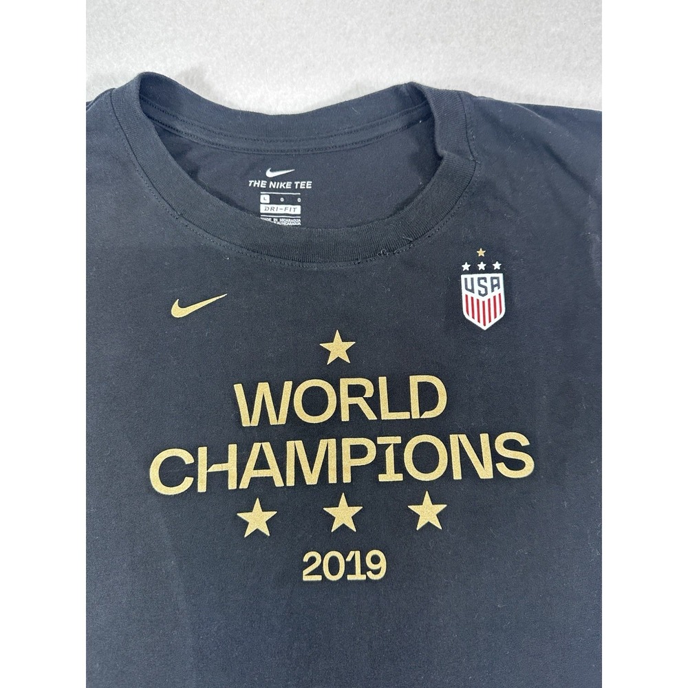 Nike USWNT T-Shirt Womens L, XL. Dri-Fit 2019 Soccer World Champions Black NWOT - Picture 2 of 5